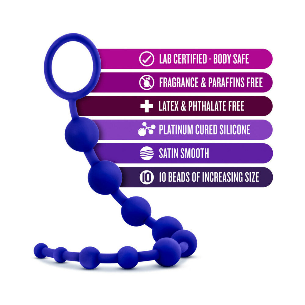 Luxe Silicone 10 Beads for Anal Play Indigo