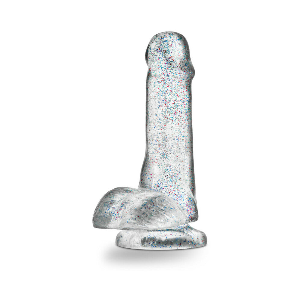 Naturally Yours 6 in. Glitter Cock Realistic Dildo with Balls Sparkling Clear