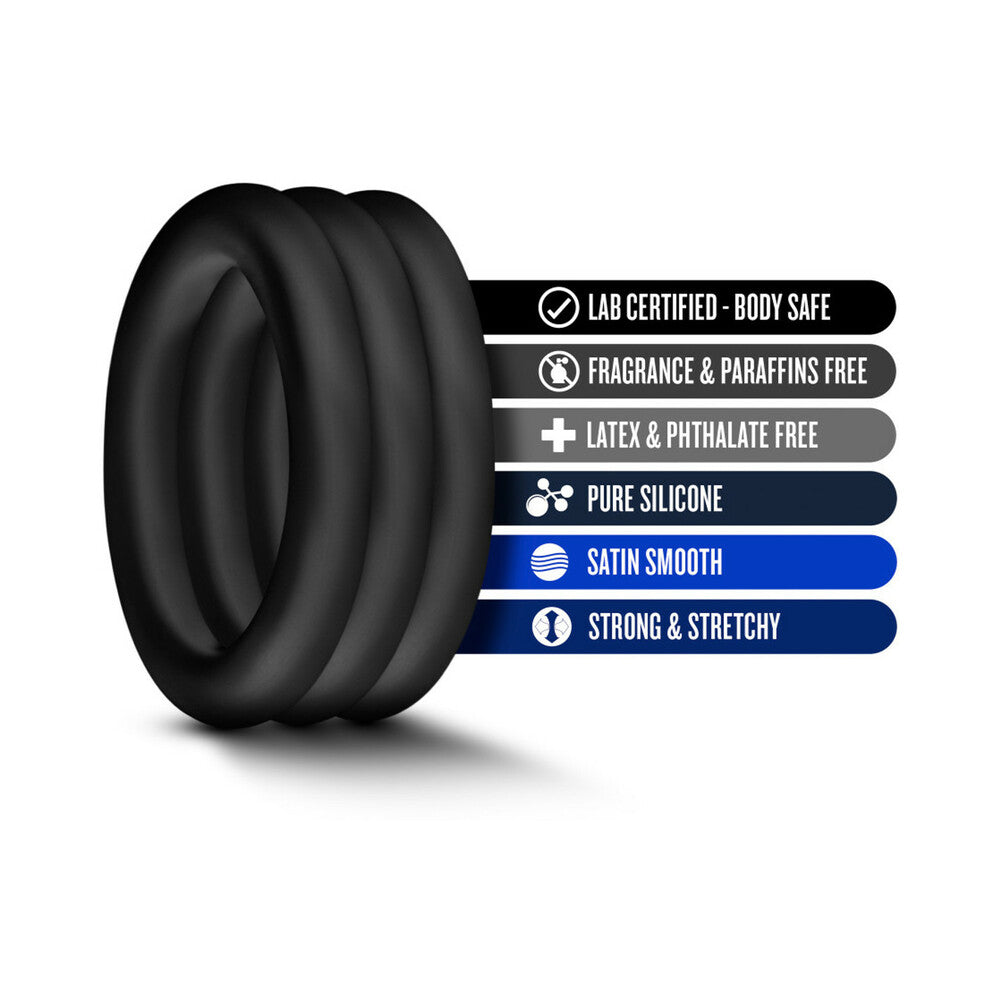 Performance VS2 Pure Premium Silicone Cockrings 3-Pack Small Black
