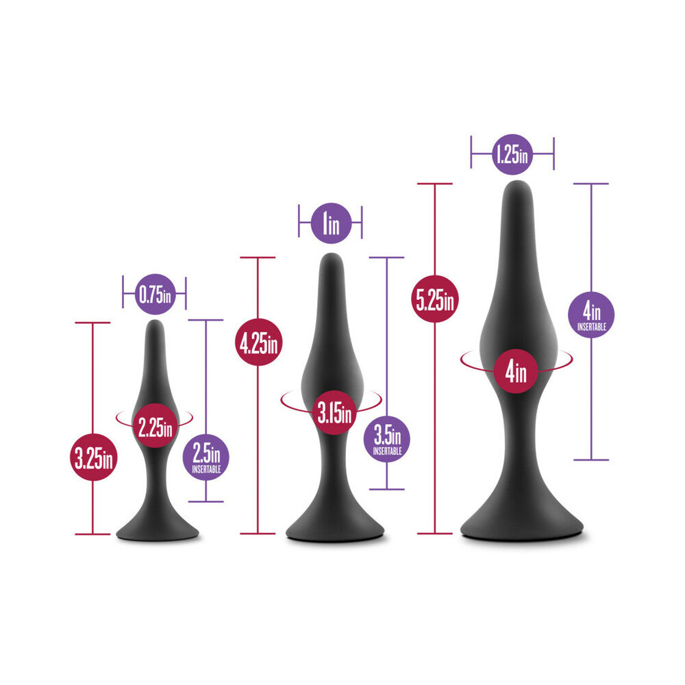 Luxe 3-Piece Silicone Beginner Plug Kit Black