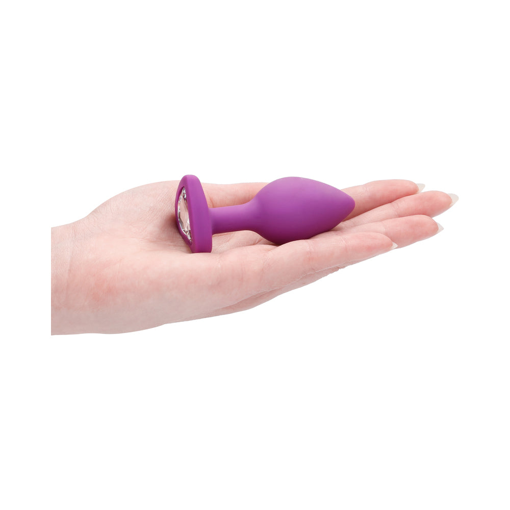 Ouch! Flexible Silicone Diamond Heart Butt Plug Purple Regular