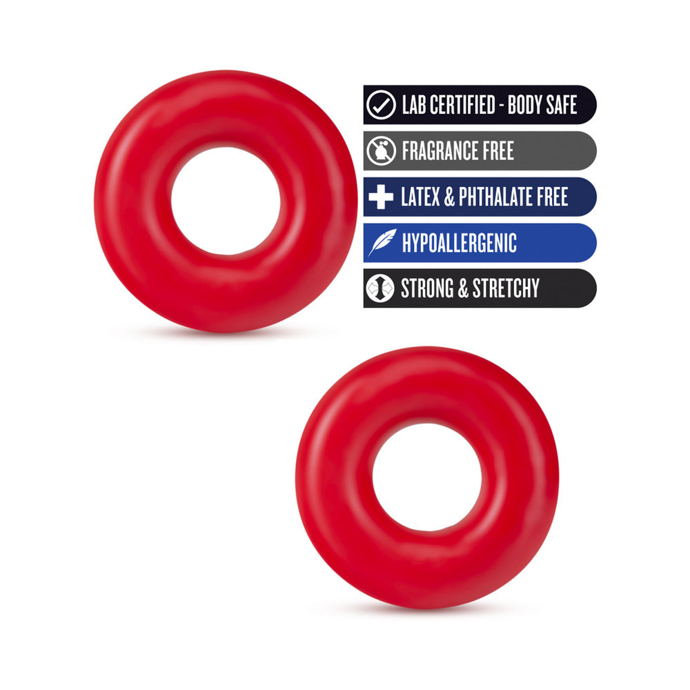 Stay Hard Donut Rings Oversized Cockring 2-Pack Red