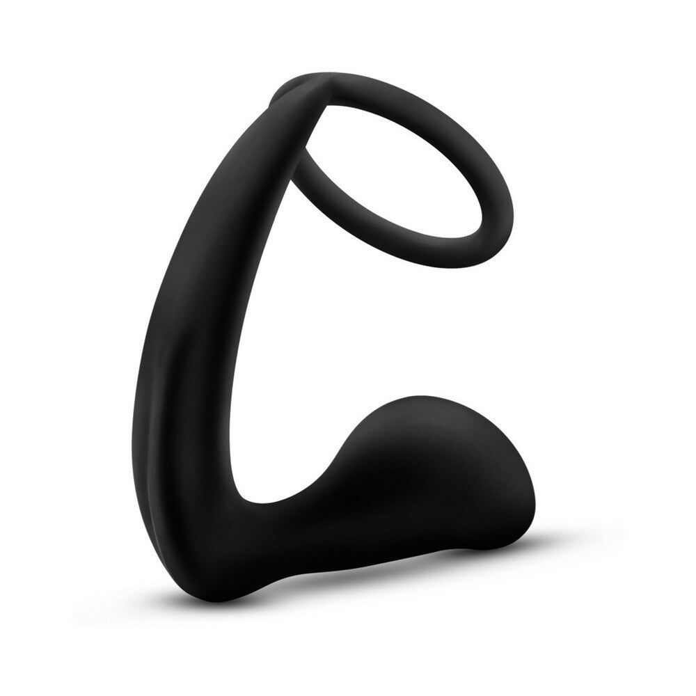 Anal Adventures Platinum Silicone Cock Ring Plug Black