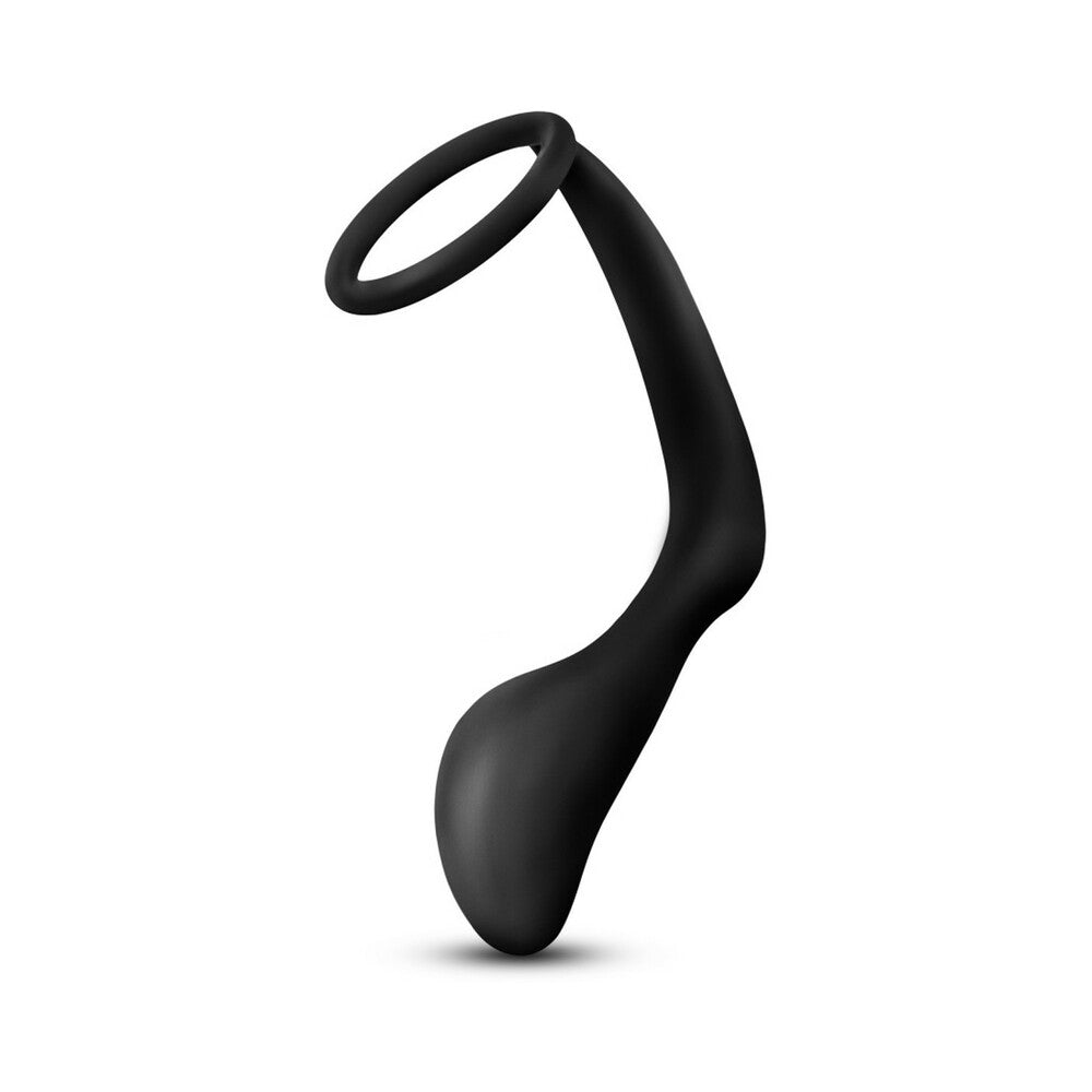 Anal Adventures Platinum Silicone Cock Ring Plug Black