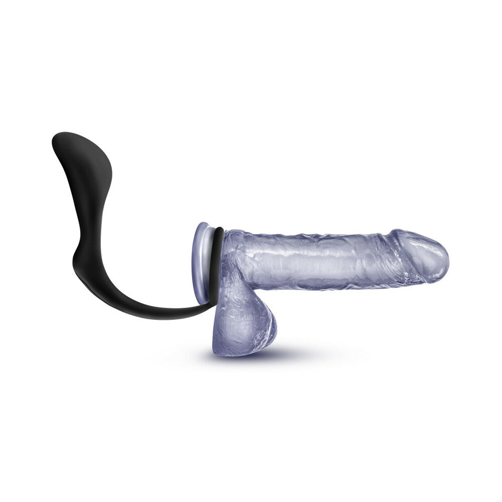 Anal Adventures Platinum Silicone Cock Ring Plug Black