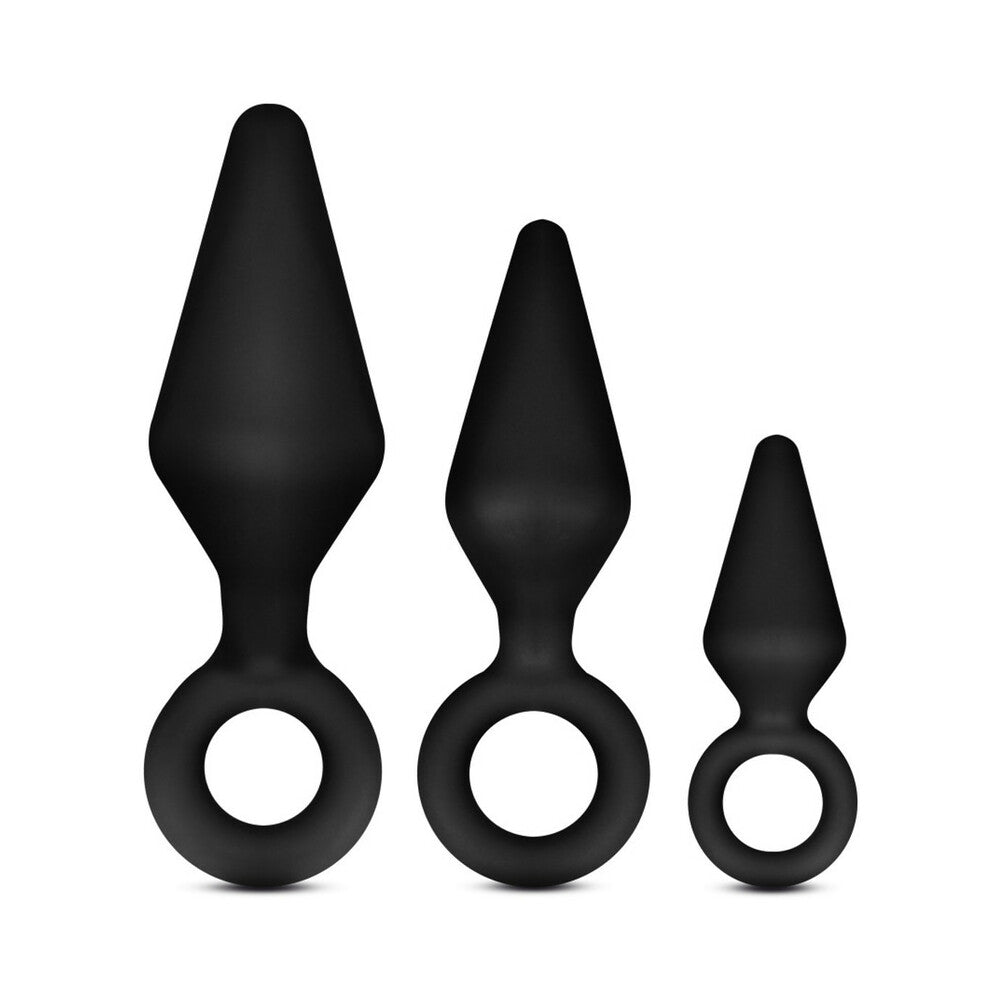Anal Adventures Platinum Silicone 3-Piece Loop Plug Kit Black