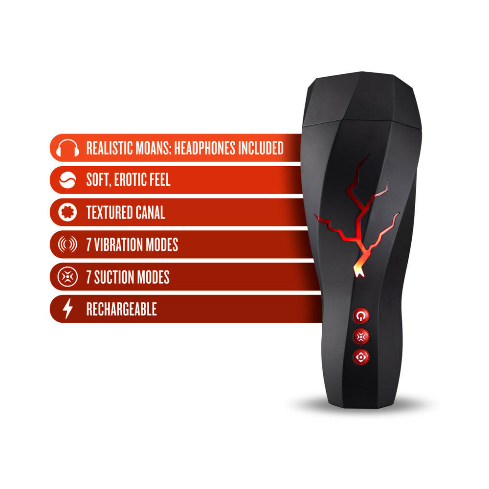 M for Men Storm Rechargeable Vibrating Suction Masturbator Black