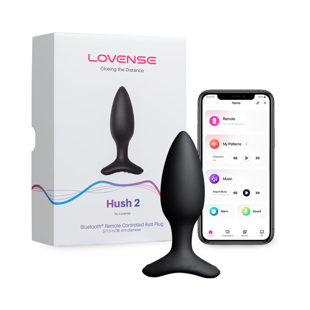 Lovense Hush 2 Bluetooth Remote-Controlled Vibrating Butt Plug Small 1.5 in.