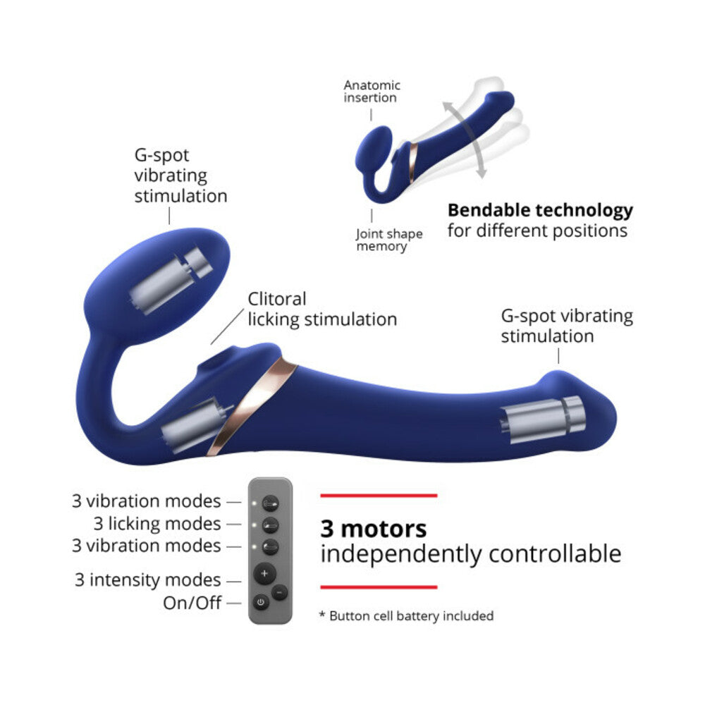 Strap-On-Me Multi Orgasm Bendable Strapless Strap-On Night Blue Medium