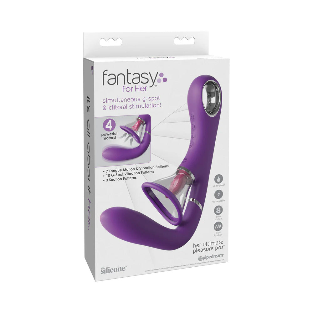 Pipedream Fantasy For Her Her Ultimate Pleasure Pro Rechargeable Flicking Suction Dual Stimulator