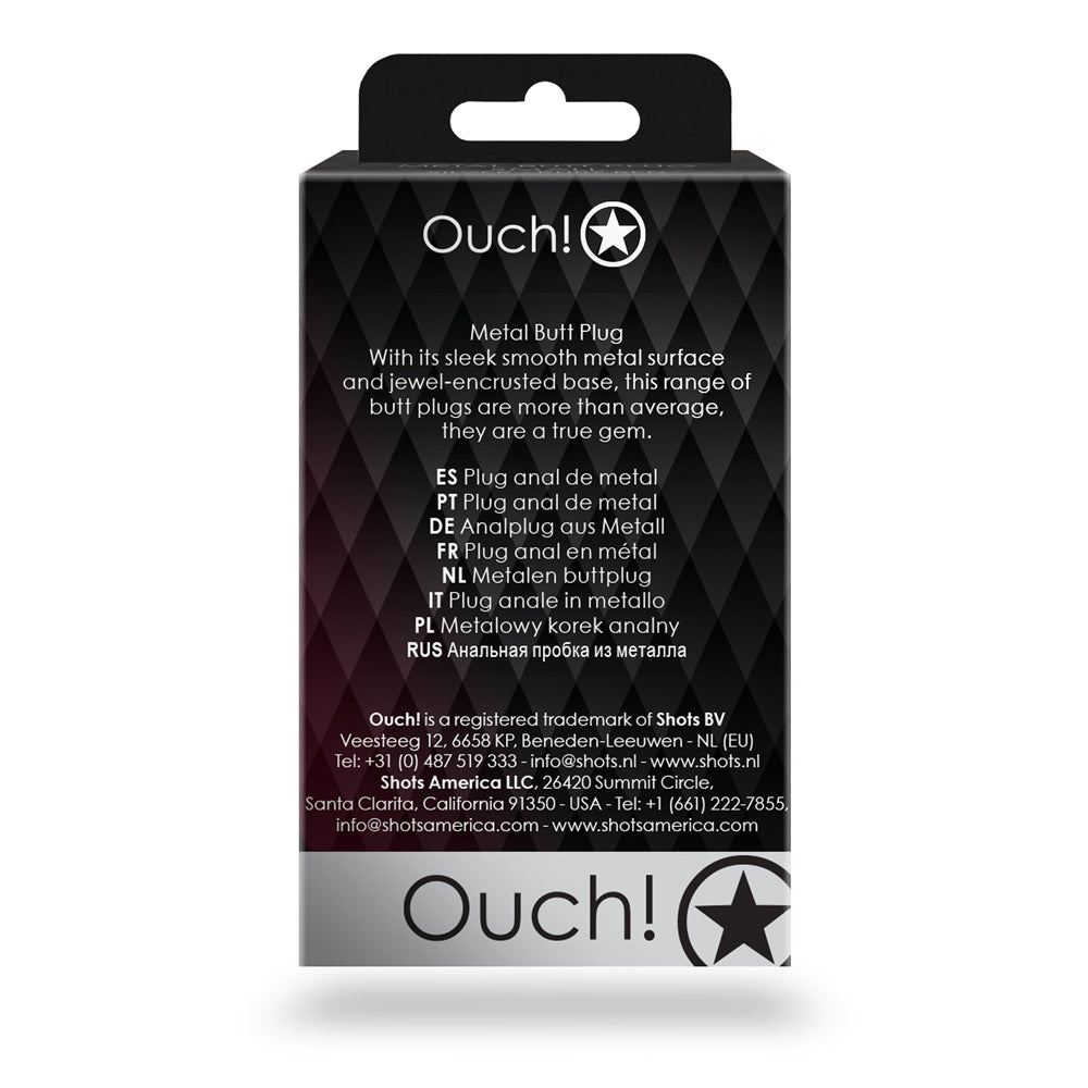 Ouch! Heart Gem Butt Plug Small Silver/Rubellite Pink