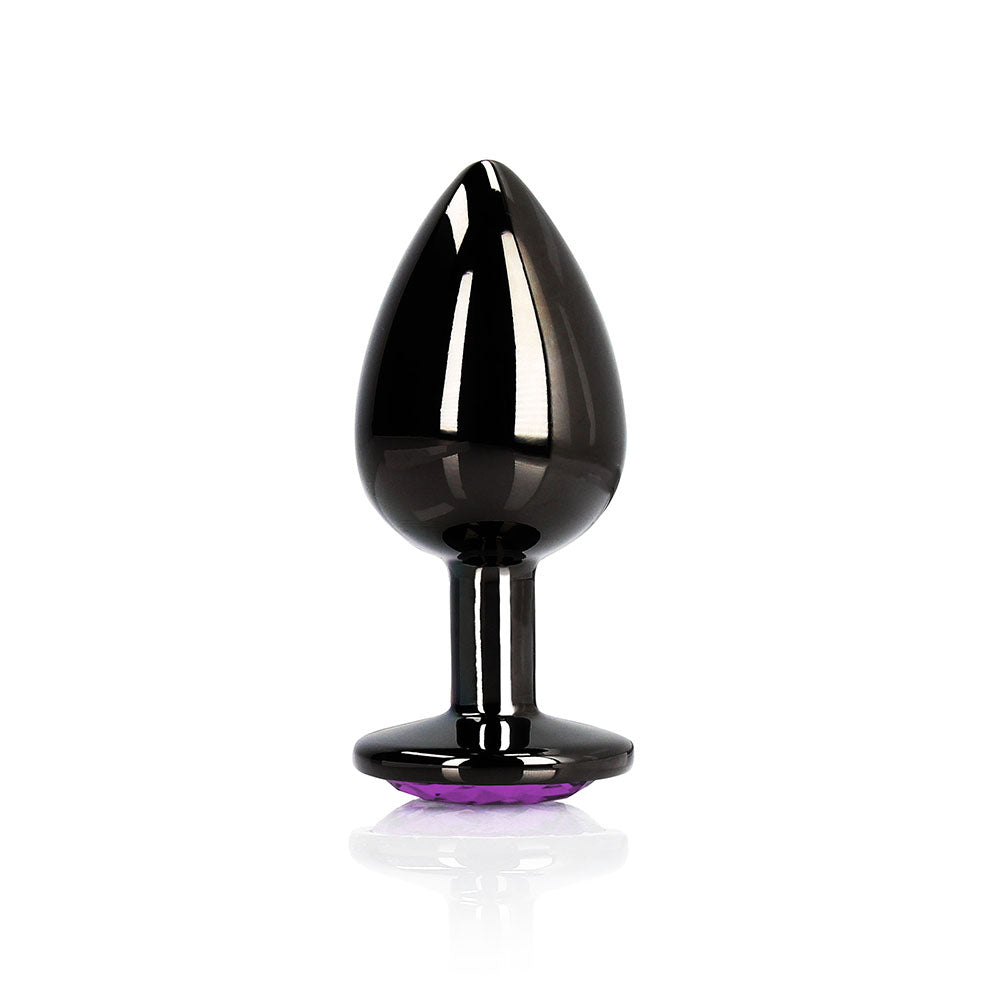 Ouch! Heart Gem Butt Plug Small Gunmetal/Amethyst