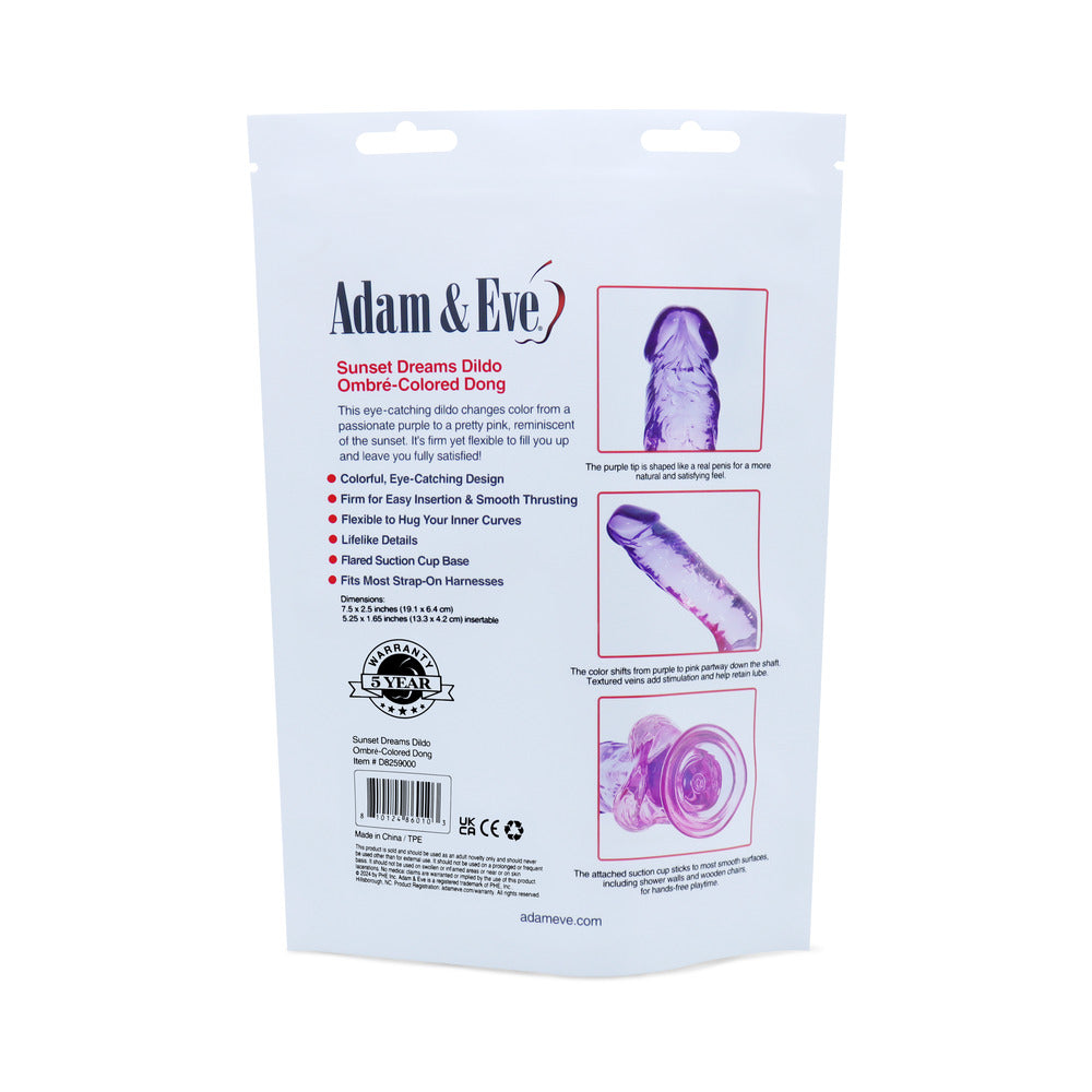 Adam & Eve Sunset Dreams Realistic Dildo 7.5 in. (Bag Packaging)