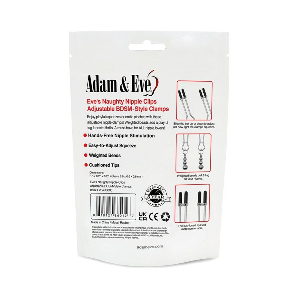 Adam & Eve Eve's Naughty Nipple Clips (Bag Packaging)