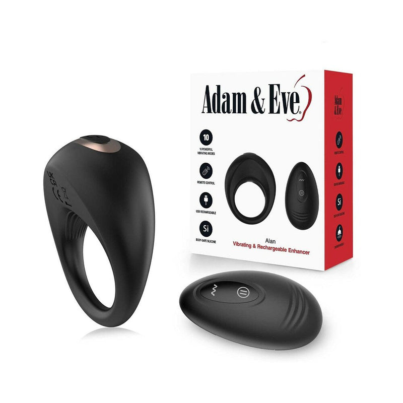 Adam & Eve Alan Rechargeable Vibrating Cock Ring with Remote