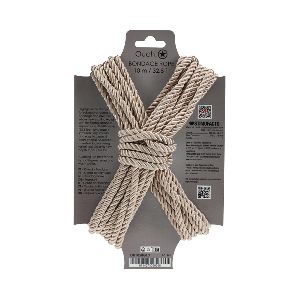 Ouch! Bondage Rope 10 m Nylon Gold