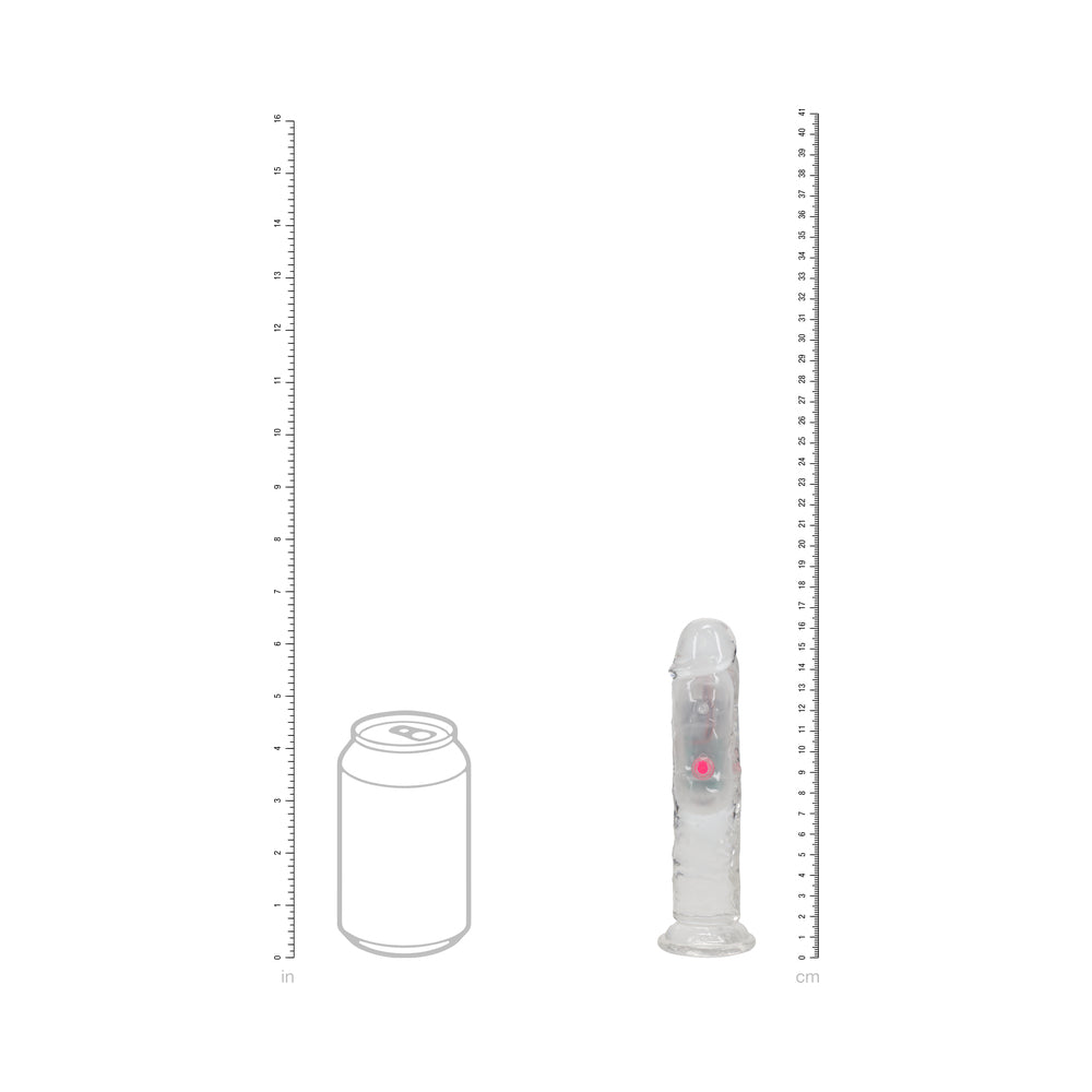 RealRock Wireless Rechargeable Remote Control LED Vibrating 6 in. Dildo Clear