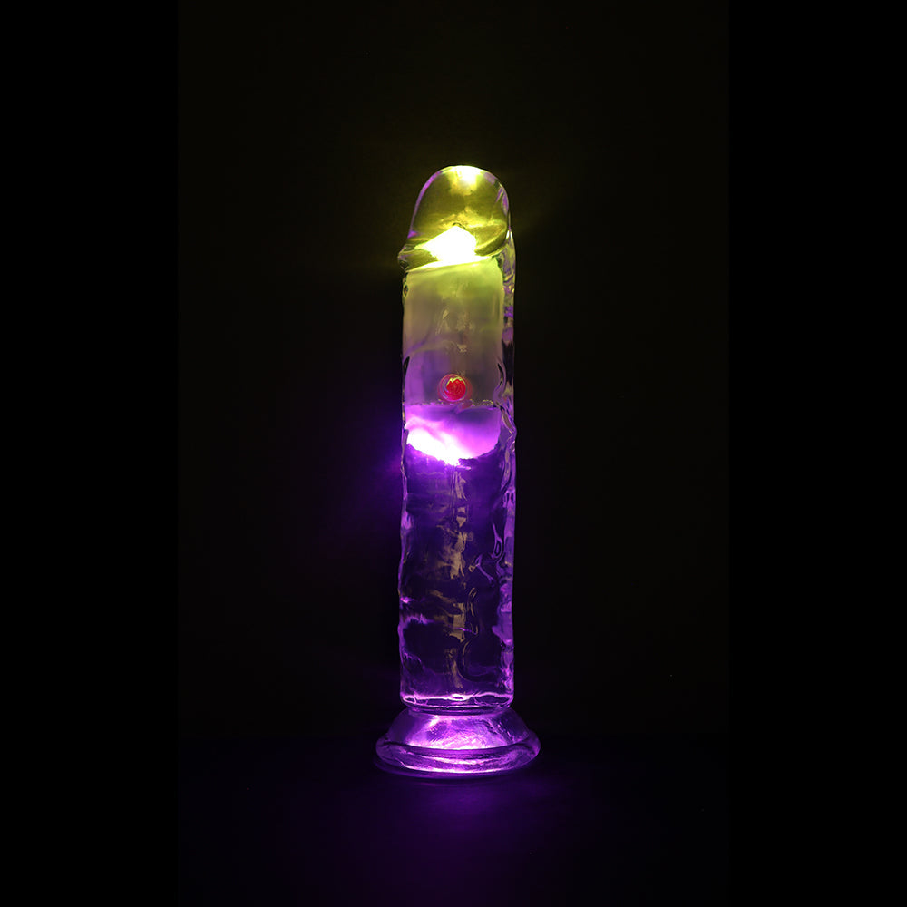 RealRock Wireless Rechargeable Remote Control LED Vibrating 7 in. Dildo Clear