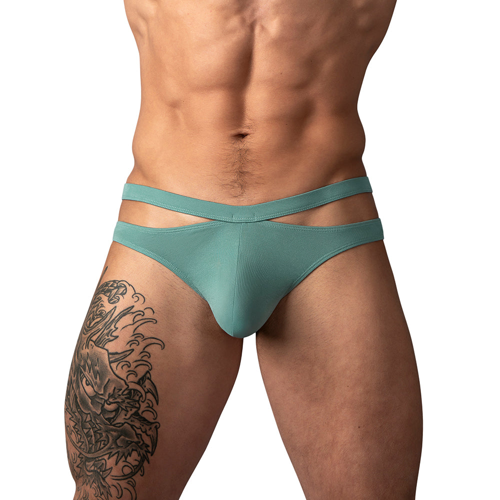 Male Power Eco Cozy Cutout Thong Green L/XL