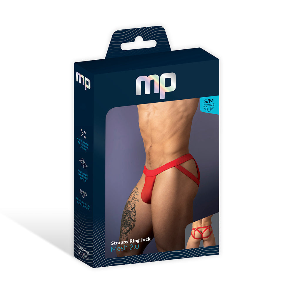 Male Power Mesh 2.0 Strappy Ring Jock Red L/XL