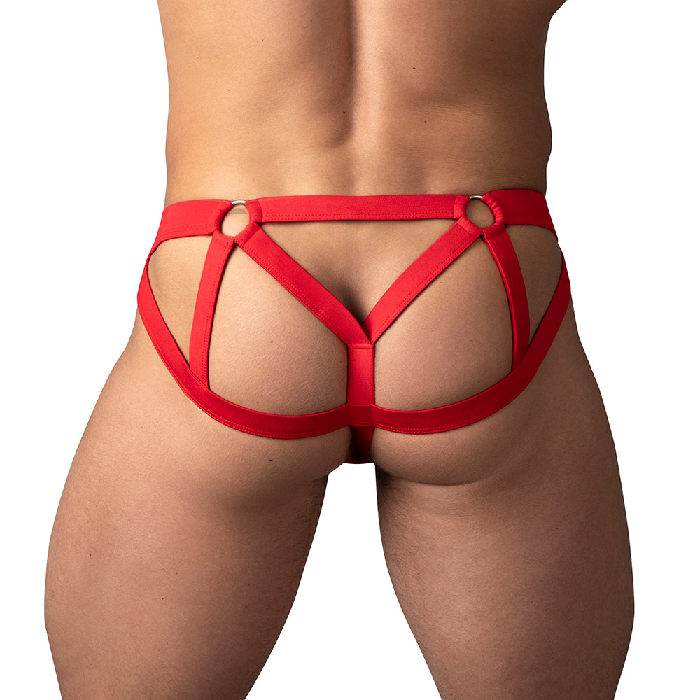 Male Power Mesh 2.0 Strappy Ring Jock Red L/XL