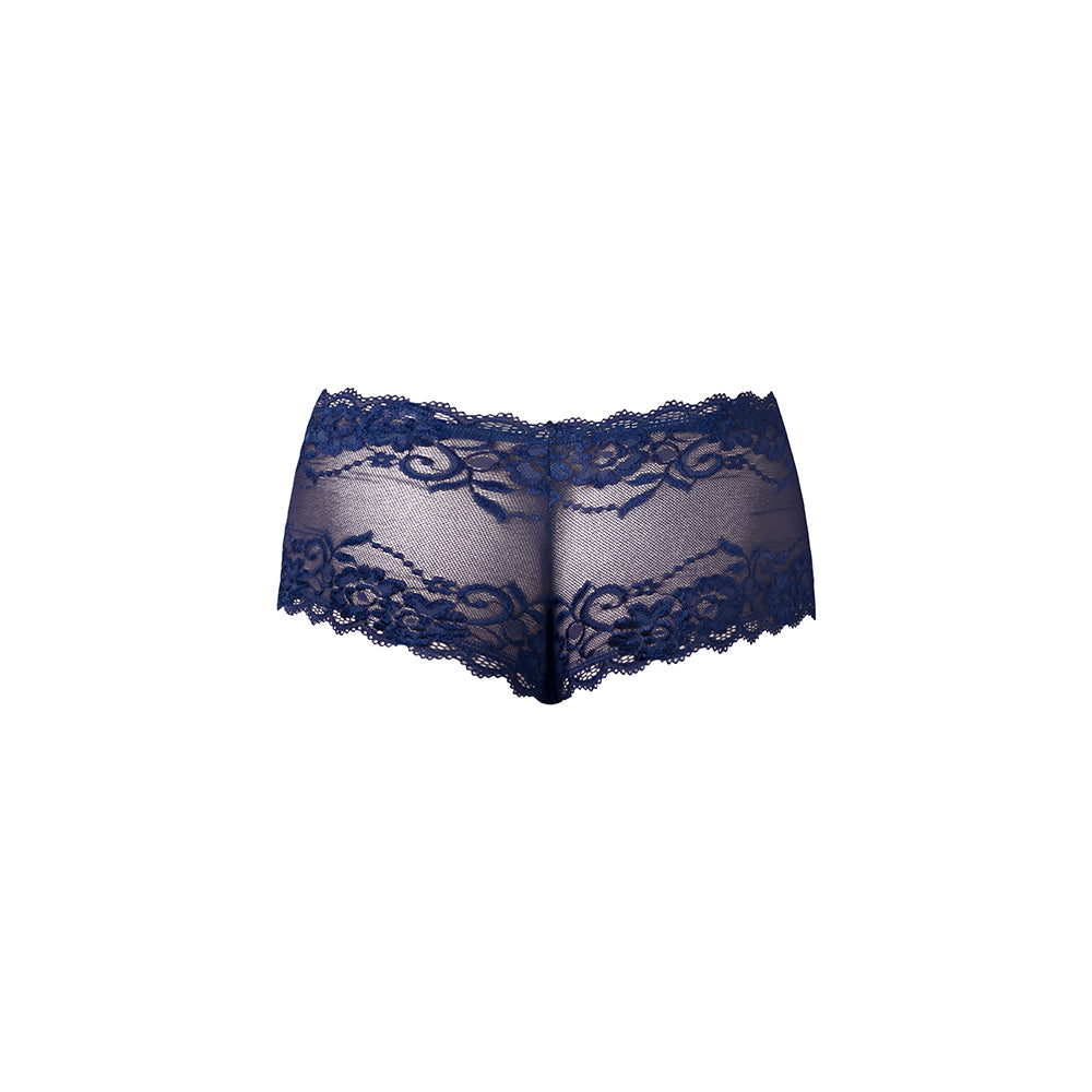 Male Power Sassy Lace Mini Short Sheer Pouch Navy XL