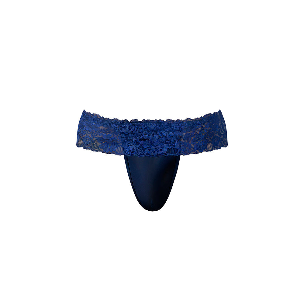 Male Power Sassy Lace Skirt Jock Navy S/M
