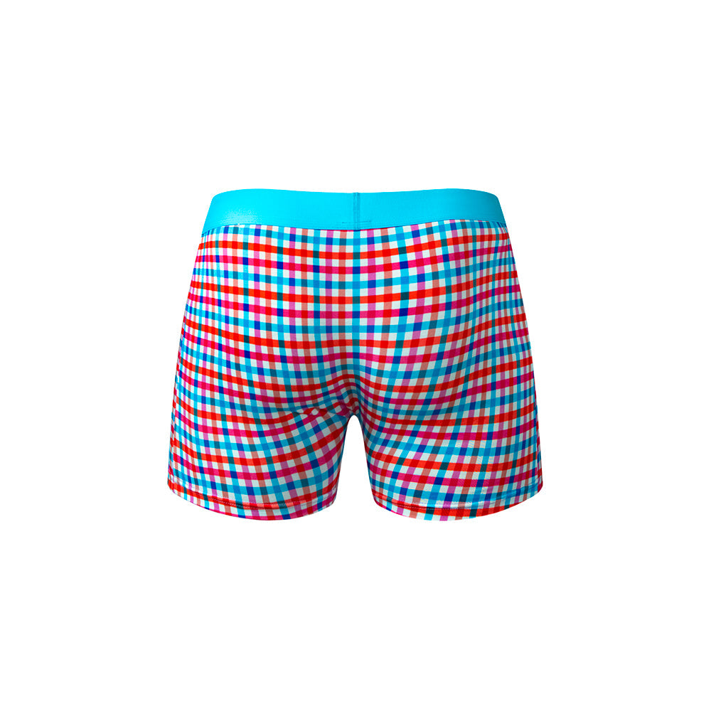 Male Power So Cumfy Gingham Boxer Brief Turquoise S